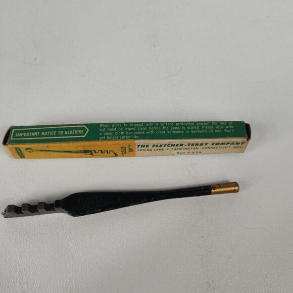 Vintage Fletcher Glass Cutter Gold Tip With Micro Finish Wheel No. 01 - Picture 4 of 6